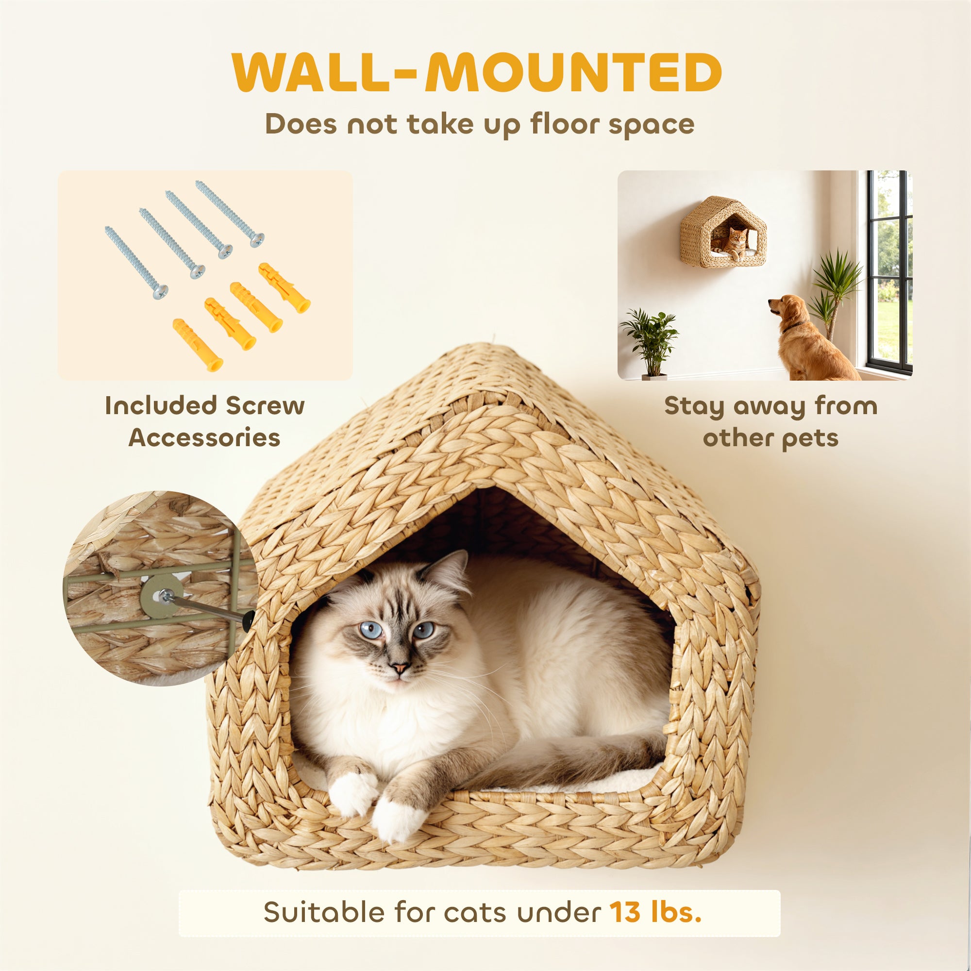 The Cloud Crate™ — Wall-Mounted Seagrass Cat Sanctuary