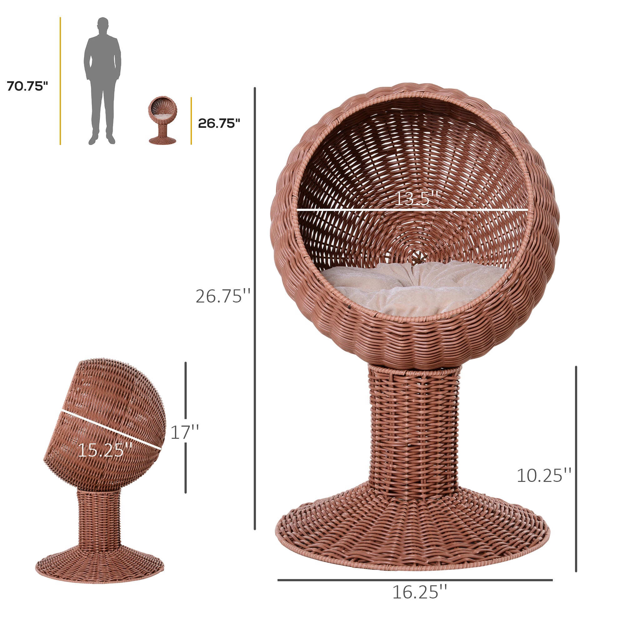 The Orbiter Pod™ — Rotatable Elevated Egg Chair Pet Bed