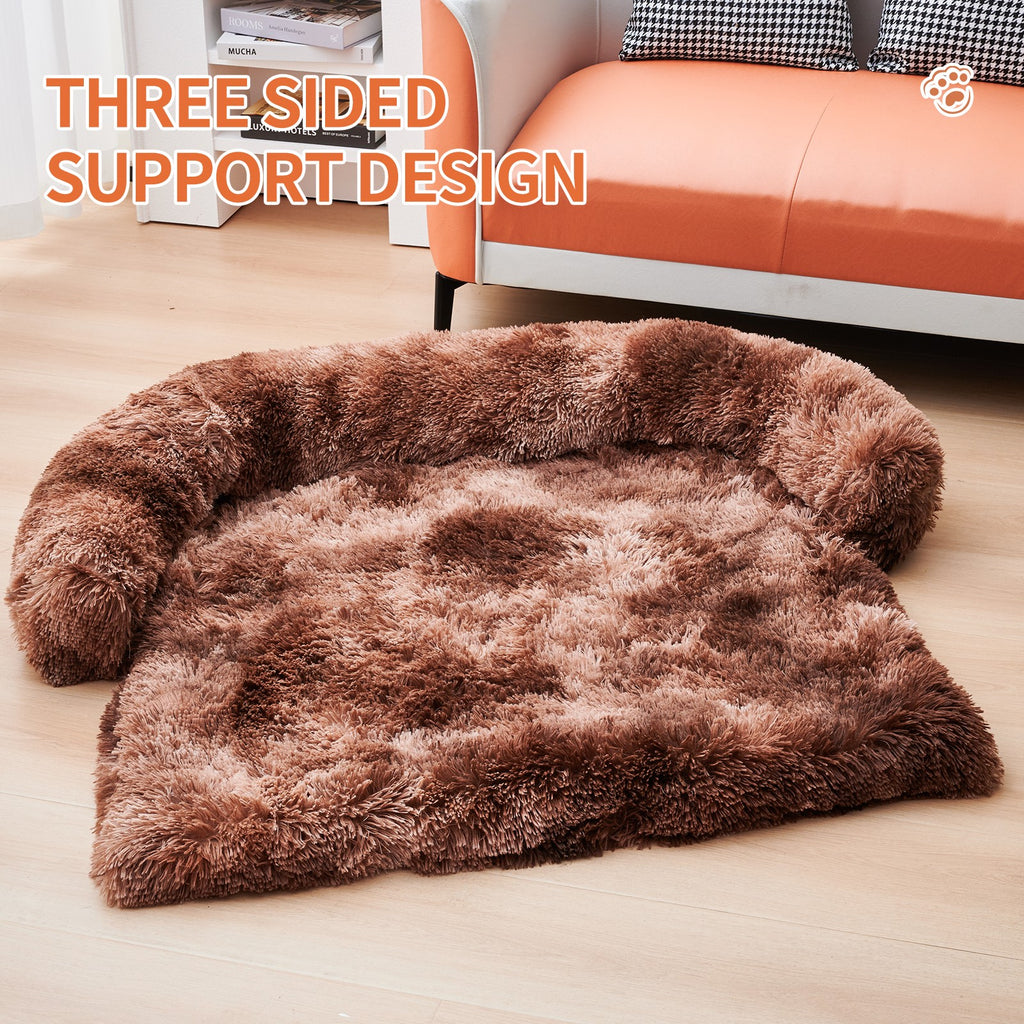 Calming Dog Bed Fluffy Plush Dog Mat For Furniture Protector With Zipper Removable Washable Cover For Large Medium Dogs