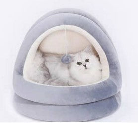 The Cozy Cocoon Cave™ — Self-Warming Plush Igloo Pet Bed