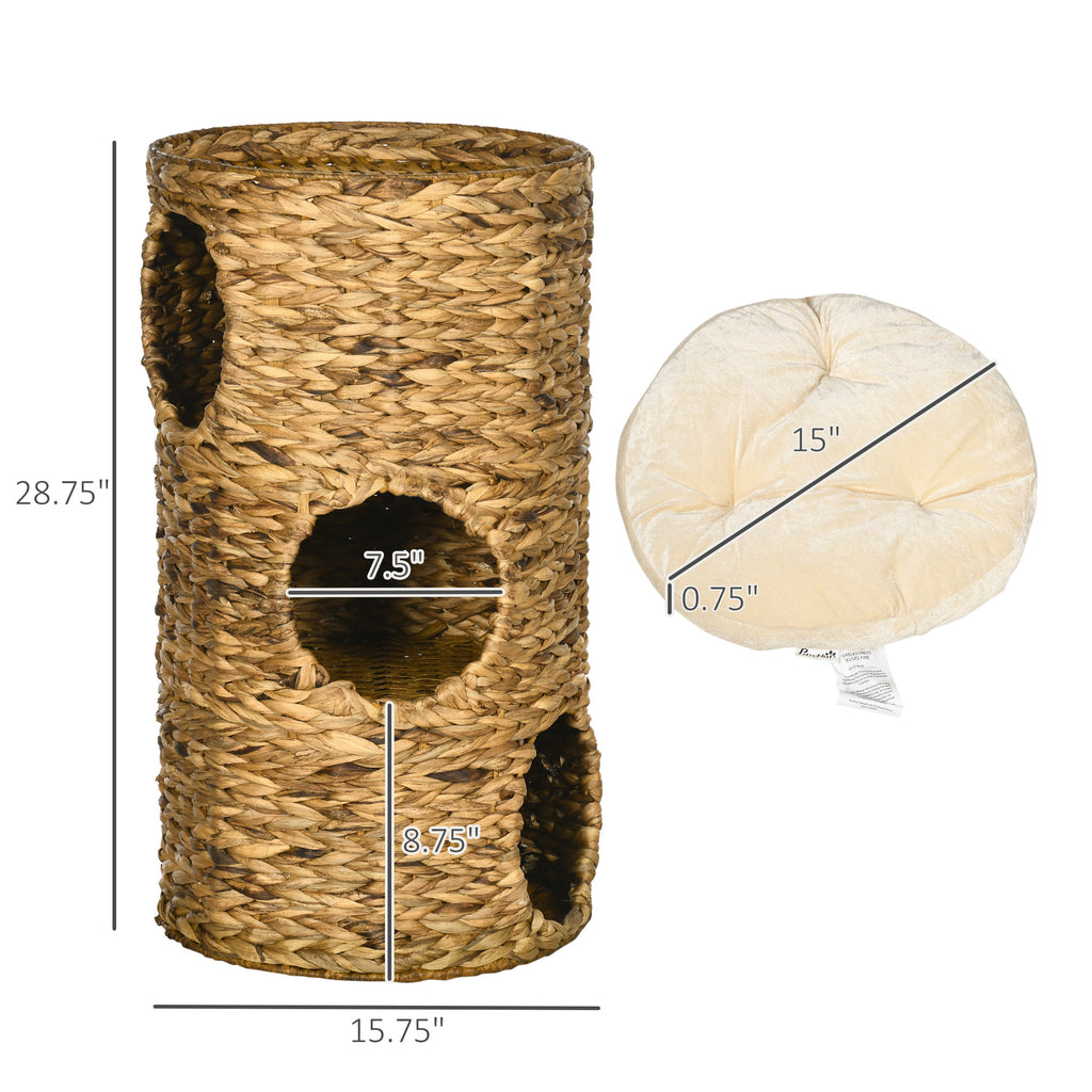 The Zen Tower™ — Multi-Level Hand-Woven Water Hyacinth Cat Condo