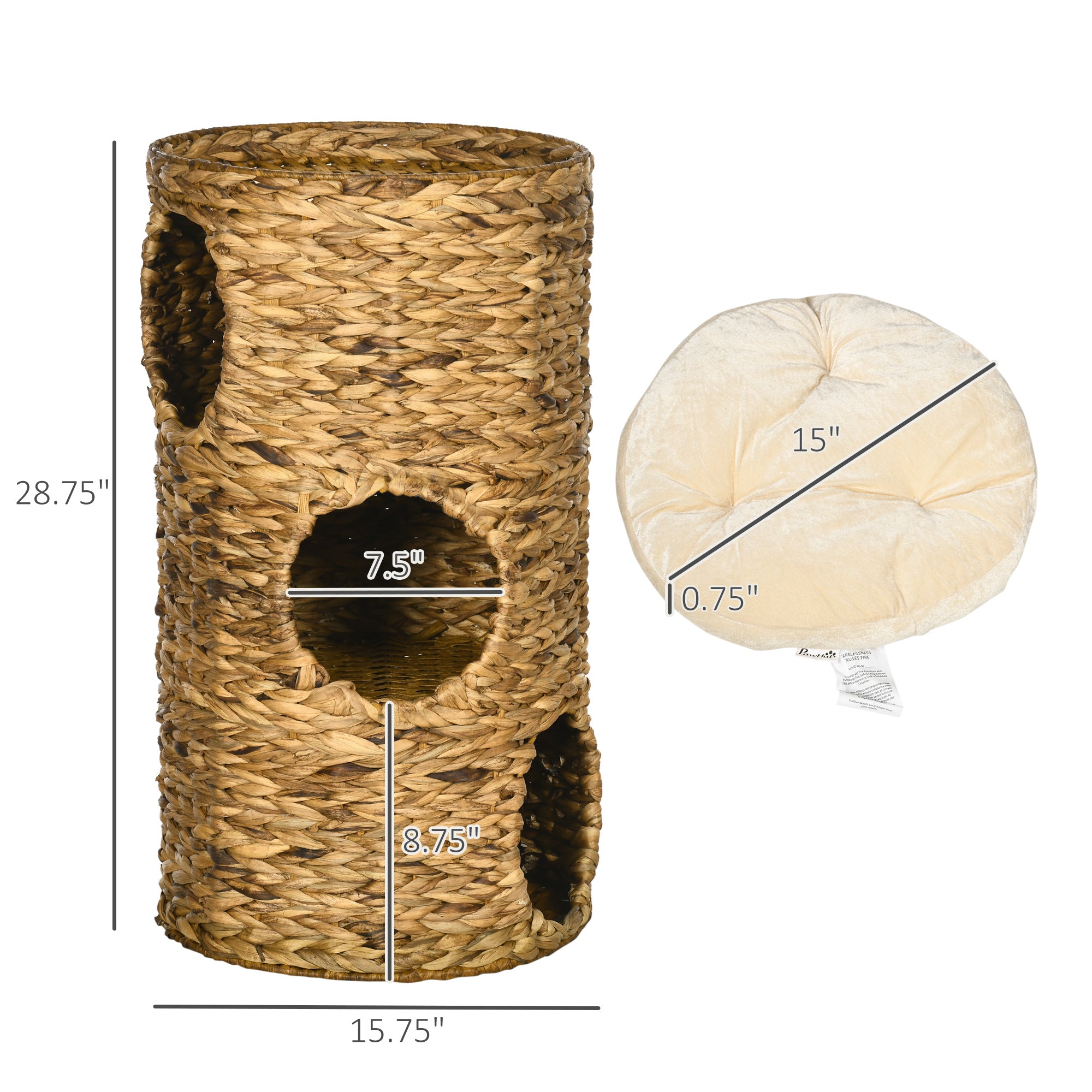 The Zen Tower™ — Multi-Level Hand-Woven Water Hyacinth Cat Condo