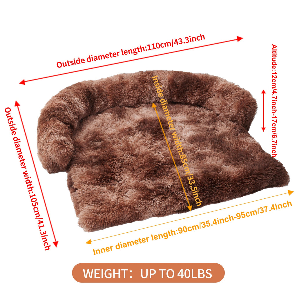 Calming Dog Bed Fluffy Plush Dog Mat For Furniture Protector With Zipper Removable Washable Cover For Large Medium Dogs