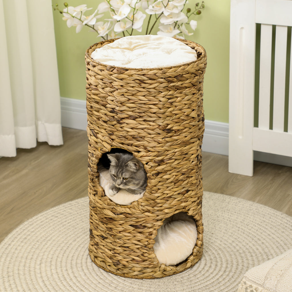 The Zen Tower™ — Multi-Level Hand-Woven Water Hyacinth Cat Condo