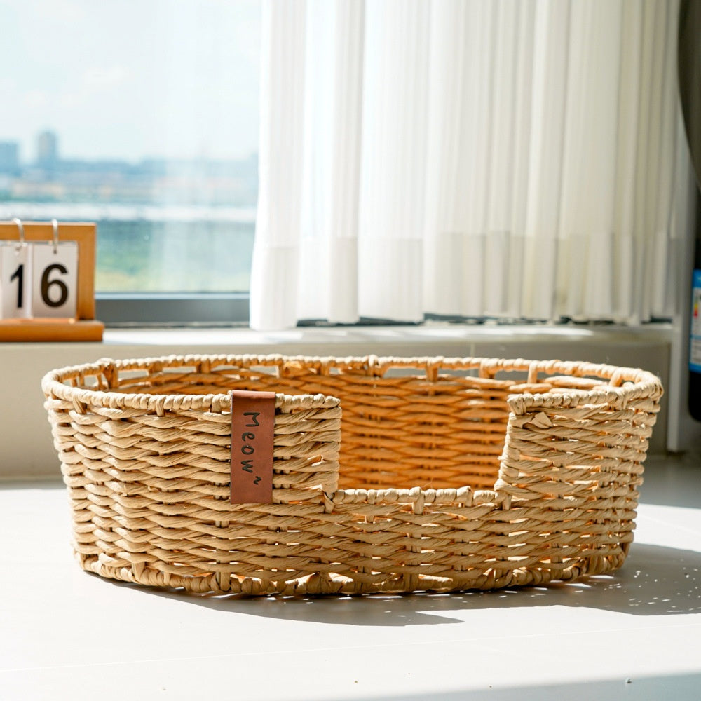The Rattan Zen Nest™ — Hand-Woven Eco-Friendly Calming Pet Bed
