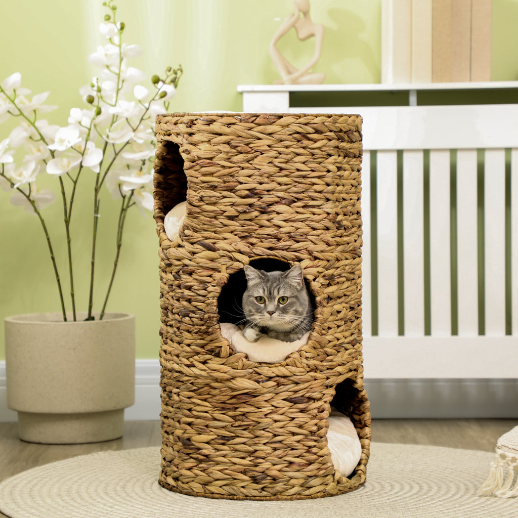 The Zen Tower™ — Multi-Level Hand-Woven Water Hyacinth Cat Condo