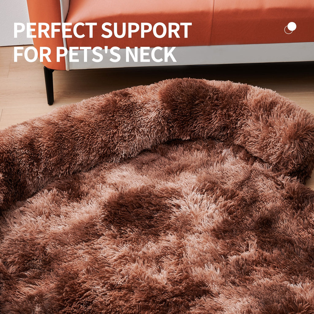 Calming Dog Bed Fluffy Plush Dog Mat For Furniture Protector With Zipper Removable Washable Cover For Large Medium Dogs